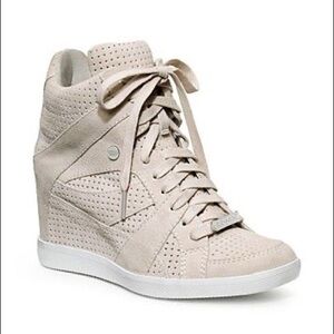 COACH ALEXIS Nude High-Top Wedge Sneakers 7.5